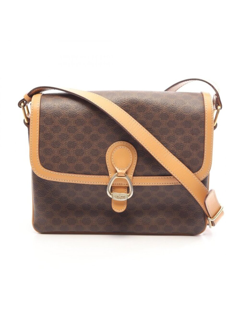 Celine Shoulder Bag Macadam Brown Camel Leather